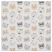 Cute Cat Faces Cotton Fabric Stof (Swatch)