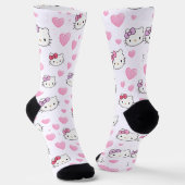 Cute Cat Faces & Hearts Pattern Kawaii Style Sokken (Gebogen)