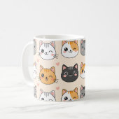 Cute Cat Faces Kawaii Cat Pattern  Koffiemok (Voorkant links)