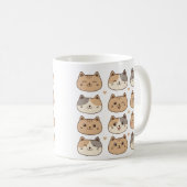 Cute Cat Faces Neutral Pattern Gift Koffiemok (Voorkant rechts)