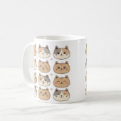 Cute Cat Faces Neutral Pattern Gift Koffiemok (Voorkant links)