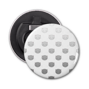Cute Cat Faces Pattern Grey Button Flesopener
