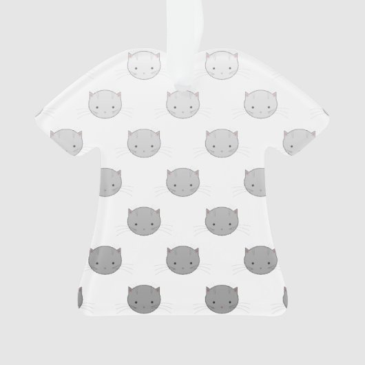 Cute Cat Faces Pattern Grey Ornament (voorkant)