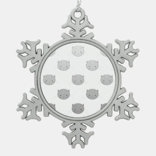 Cute Cat Faces Pattern Grey Tin Sneeuwvlok Ornament