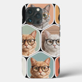 Cute Cat Faces with Glasses Case-Mate iPhone Case (Achterkant)