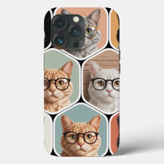 Cute Cat Faces with Glasses Case-Mate iPhone Case