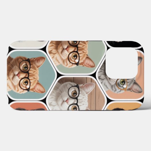 Cute Cat Faces with Glasses Case-Mate iPhone Case (Achterkant (horizontaal))