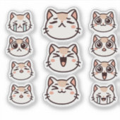 Cute Cat Facial Expressions Sticker Sheet (Voorkant)