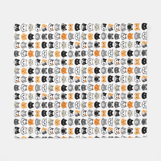 Cute Cat Facs Pattern | Keukenkatten van kool Fleece Deken (Voorkant (Horizontaal))