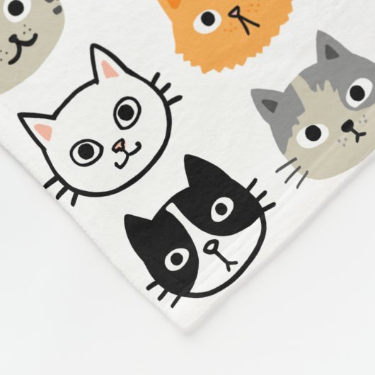 Cute Cat Facs Pattern | Keukenkatten van kool Fleece Deken (Hoek)