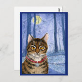 Cute cat fairy dragonfly wings and moon briefkaart (Voorkant / Achterkant)