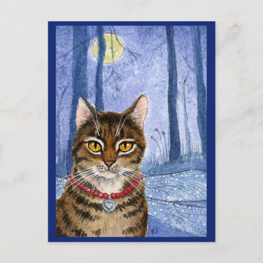 Cute cat fairy dragonfly wings and moon briefkaart (Voorkant)