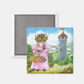 Cute Cat Fairy Tale Castle Rozen magnet (Voorkant / Achterkant)