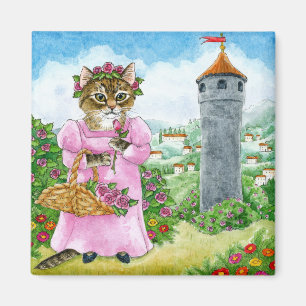 Cute Cat Fairy Tale Castle Rozen magnet
