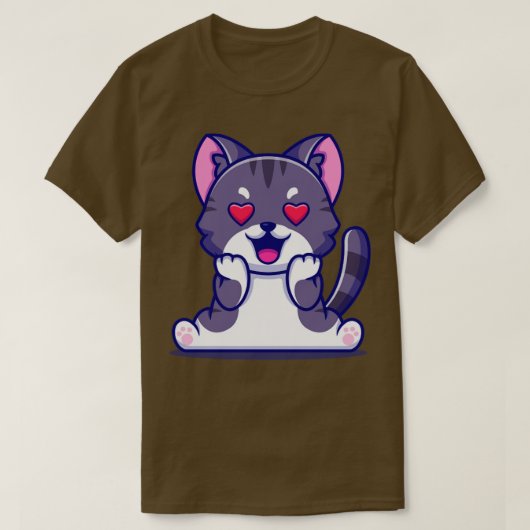 Cute Cat Falling in Love Cartoon T-shirt (Design voorkant)