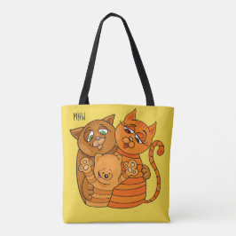 Cute Cat Familienaam & kleurenzakken Tote Bag