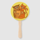 Cute Cat Family aangepaste tekst & kleurenhandvent Handwaaier (Voorkant)