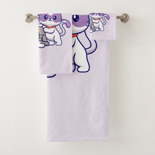 Cute Cat Family Bad Handdoek (Insitu)