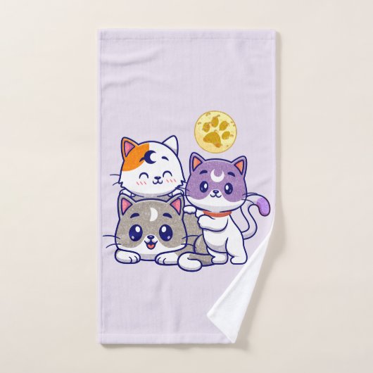 Cute Cat Family Bad Handdoek (Handdoek)