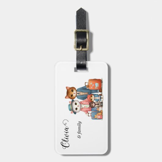 Cute Cat Family Bagagelabel (Voorkant verticaal)