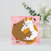 Cute Cat Family Feestdagenkaart (Staand voorkant)