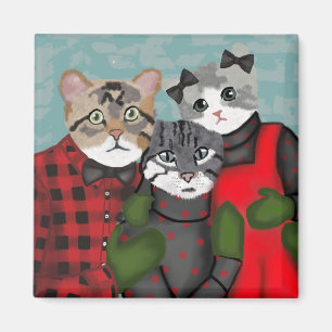Cute Cat Family Kerstmis Magnet