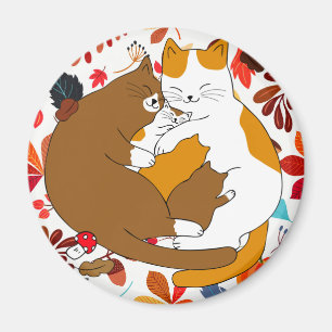 Cute Cat Family Magneet