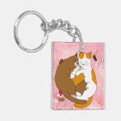 Cute Cat Family Sleutelhanger (Voorkant Links)