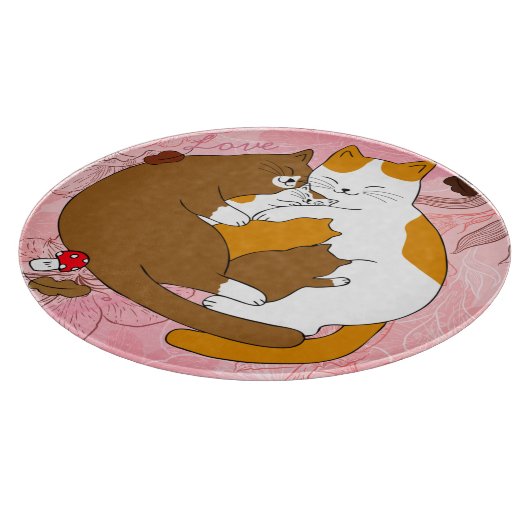 Cute Cat Family Snijplank (Hoek)