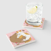 Cute Cat Family Stenen Onderzetter (Zijkant)