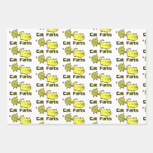 Cute Cat Farts Inpakpapier Vel (Voorkant 3)