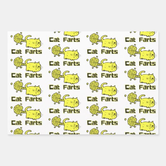 Cute Cat Farts Inpakpapier Vel (Voorkant 2)