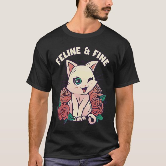 Cute Cat Feline & Fine Cat T-shirt (Voorkant)
