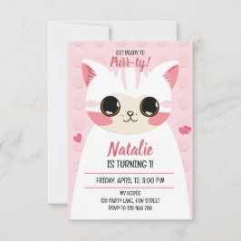 Cute cat first birthday  aankondiging