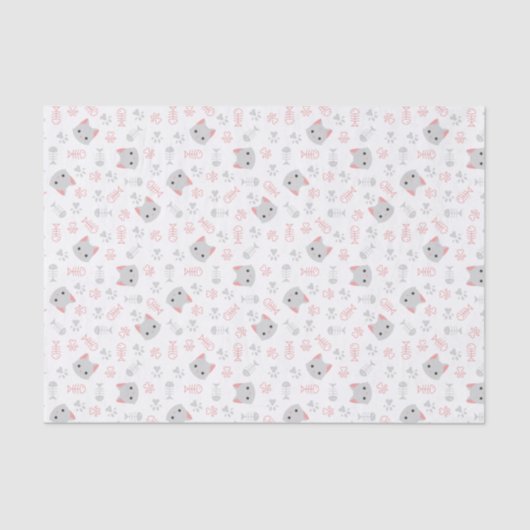 Cute Cat & Fish Botten Tissuepapier (Voorkant)