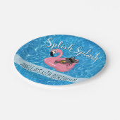 Cute Cat Flamingo Kids Birthday Pool Party Papieren Bordje (Gekanteld)