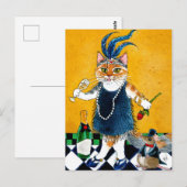 Cute cat Flapper Art Deco daner briefkaart 1920s (Voorkant / Achterkant)