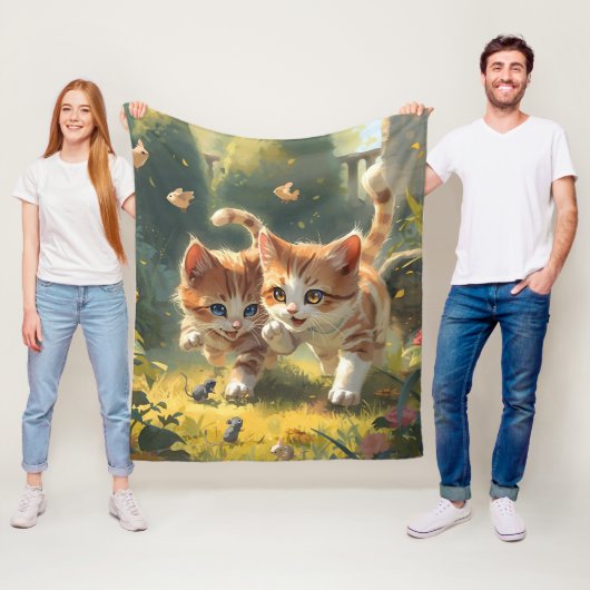 Cute Cat Fleece Blanket (In situ)