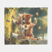 Cute Cat Fleece Blanket Deken (Voorkant (Horizontaal))
