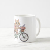 Cute Cat Floral Bike Mug – Aesthetic Gift Koffiemok (Voorkant rechts)