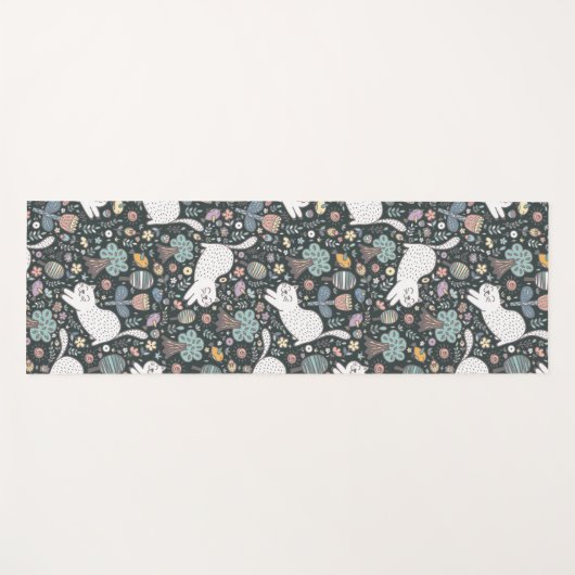 Cute Cat Floral Yogamat (Voorkant (horizontaal))
