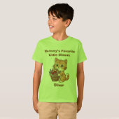 Cute Cat & Flowers: Whimsical Kids' T-Shirt (Voorkant volledig)