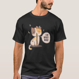 Cute Cat Flute Player Girl Flutist T-shirt
