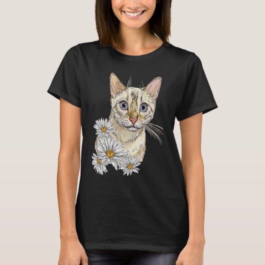 Cute Cat for Kitten Daisy Flower Kat Adoption T-shirt (Voorkant)