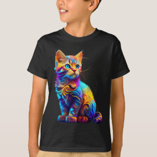 Cute Cat for Kitten Lovers Colorful Art Kat Adop T-shirt
