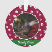 Cute Cat Fotonaam Jaar Rood- en Witte verfdrukken Ornament (voorkant)