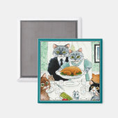 Cute Cat Friendsgiving Thanksgiving diner Magneet (Voorkant / Achterkant)