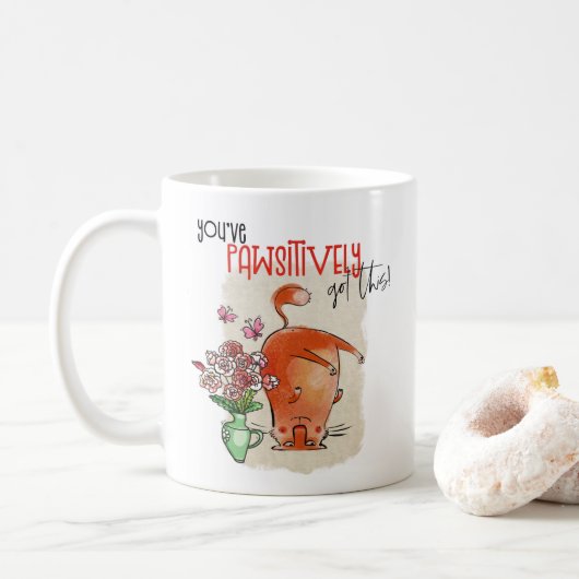 Cute Cat Fun Quote heeft deze naam gekregen Koffiemok (Met donut)