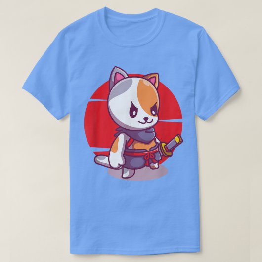 Cute Cat Funny Anime Kawaii Cat Samurai Nekko T-shirt (Design voorkant)