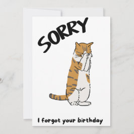 Cute Cat Funny Belated Birthday Kaart